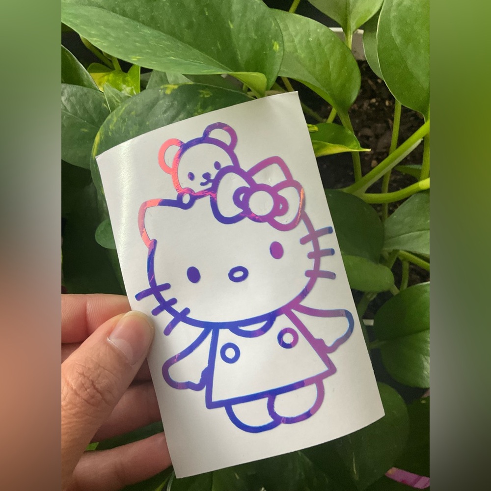 Hello Kitty With A Bear Vinyl Decal Sticker - 4 Inches Height